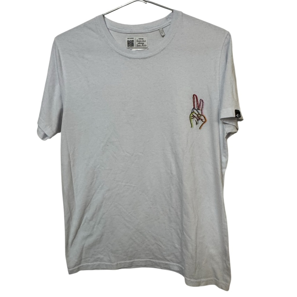 High End Soft Peace Sign Mexico Artisan White Men’s L Graphic T-Shirt